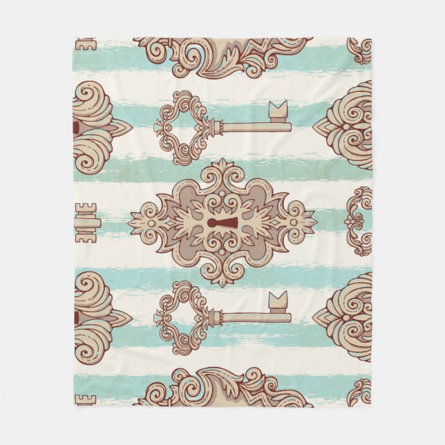 Cobertor De Velo Chaves de safra, fechaduras: padrão à mão livre. (Frente)