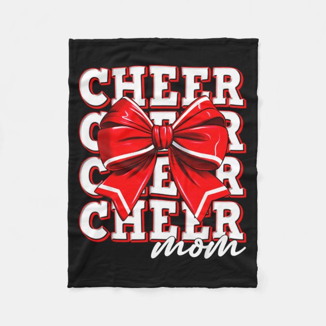 Cobertor De Velo Cheer Mom Cheerleader Bow Biggest Fan Red Team  (Frente)