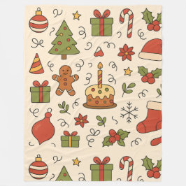 Cobertor De Velo Cheerful Christmas Doodle Pattern