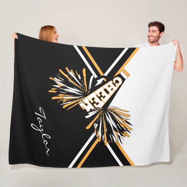 Cobertor De Velo Cheerleader 📣 animado - Branco, Dourado e Preto (In Situ)