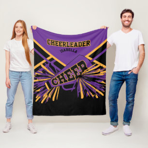 Cobertor De Velo Cheerleader animado - Roxo, Dourado e Preto