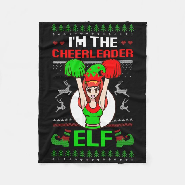 Cobertor De Velo Cheerleader Elf Design Christmas Cheerleading  (Frente)