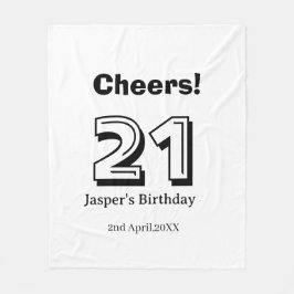 Cobertor De Velo Cheers 21 birthday bold letter name boy man gifts 