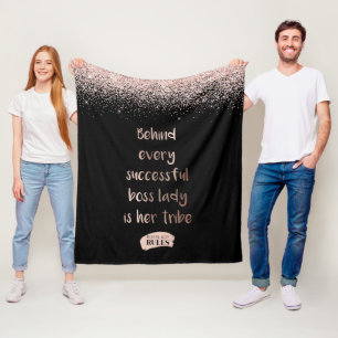 Cobertor De Velo Chefe Motivacional Lady Rosa Dourada Glitter Black