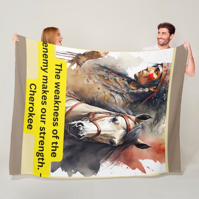 Cobertor De Velo Cherokee Indian no Horse com dizendo (In Situ)