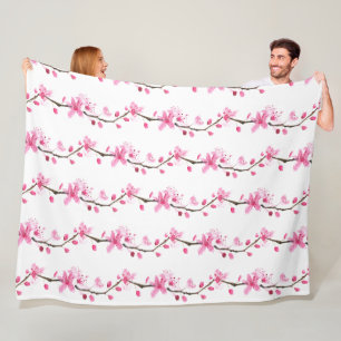 Cobertor De Velo Cherry Blossom Rosa Sakura Kawaii Fleece