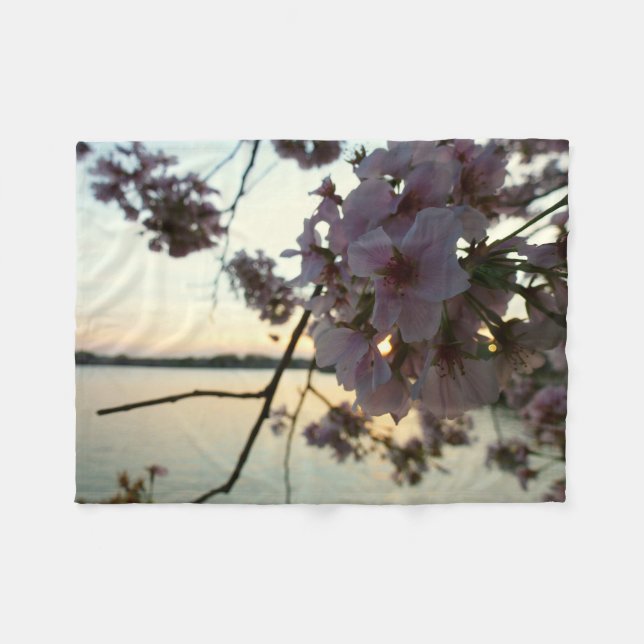 Cobertor De Velo Cherry Blossom Sunset em Washington DC (Frente (Horizontal))