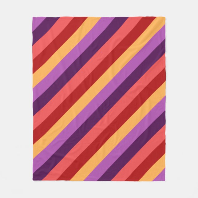 Cobertor De Velo Cherry Red Violet Stripes Medium Fleece (Frente)