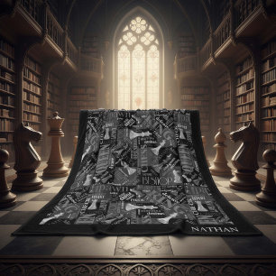 Cobertor De Velo Chess Termos e peças Black and White ID784