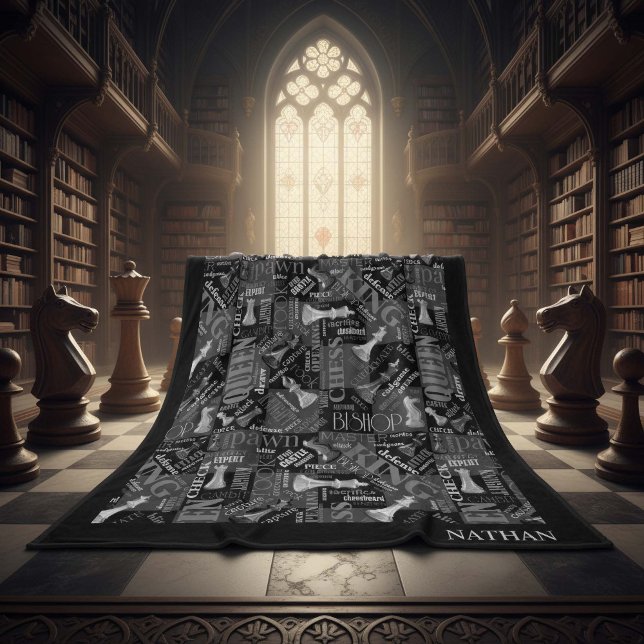 Cobertor De Velo Chess Termos e peças preto e branco ID784 (Criador carregado)