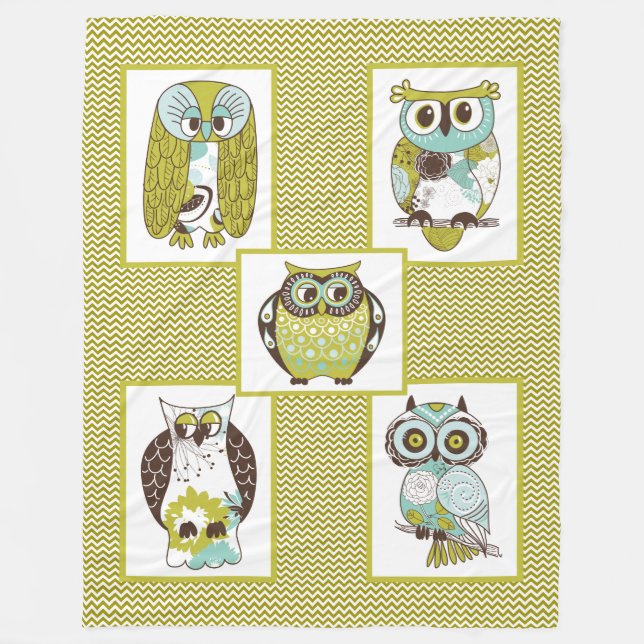 Cobertor De Velo Chevron Owls Fleece Blanket (Frente)