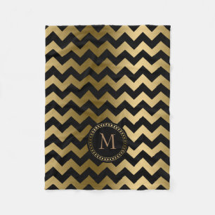 Cobertor De Velo Chevron Zigzag Dourado E Preto Monograma