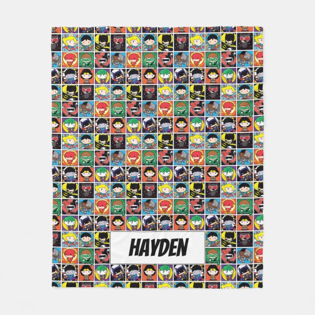 Cobertor De Velo Chibi Justice League Character Pattern (Frente)