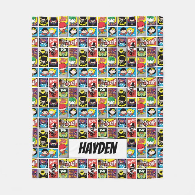 Cobertor De Velo Chibi Justice League Compilation Pattern (Frente)