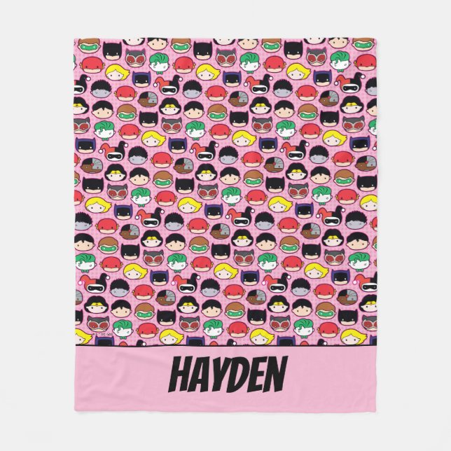 Cobertor De Velo Chibi Justice League Head Pattern (Frente)