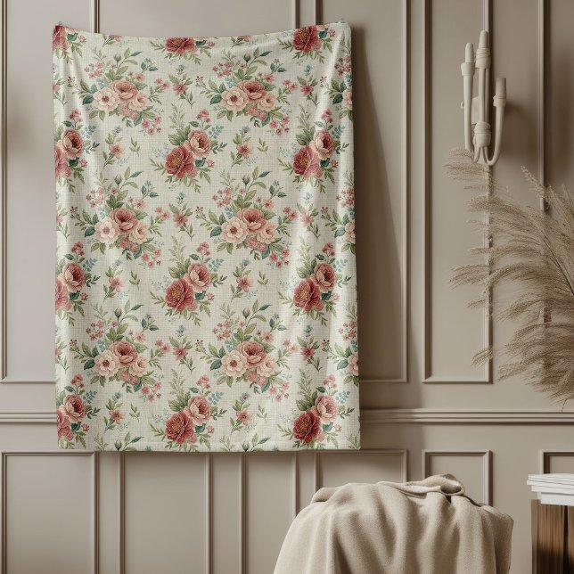 Cobertor De Velo Chic Antique Inspirou Chiques Graciosos Florais (Chic Antique Inspired Shabby Chic Graceful Florals Fleece Blanket)