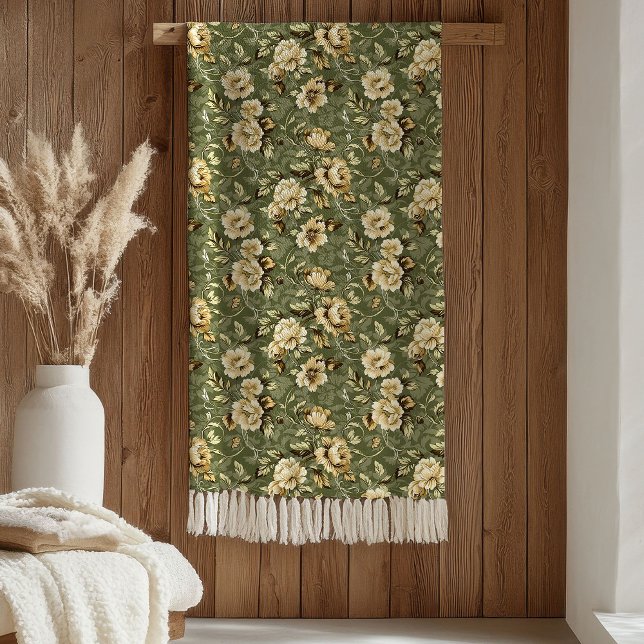 Cobertor De Velo Chic Botanical Blanket Sage Green and Gold Style (Chic Botanical Blanket Sage Green and Gold Style)