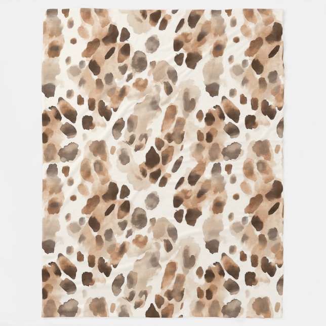 Cobertor De Velo Chic Cream Brown Leopardo Impressão Animal (Frente)