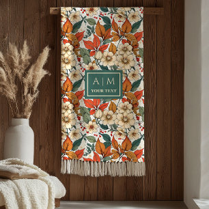 Cobertor De Velo Chic Floral Outono Sage Oliva Terracota Enferrujad
