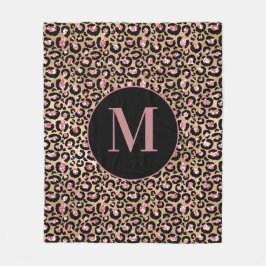 Cobertor De Velo Chic Fun Rosa Preto Dourado Monograma Cheetah/Leop