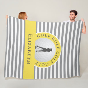 Cobertor De Velo Chic Golfe Monogramado Cinza Listras Para Ela