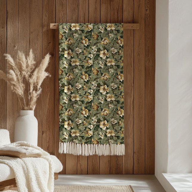 Cobertor De Velo Chic Green Gold Throw Modern Botanical Luxe Look (Chic Green Gold Throw Modern Botanical Luxe Look)