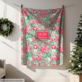 Cobertor De Velo Chic hot pink green watercolor preppy festive