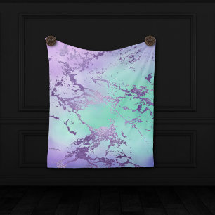 Cobertor De Velo Chic Marble Lavanda Roxo e Mint Verde