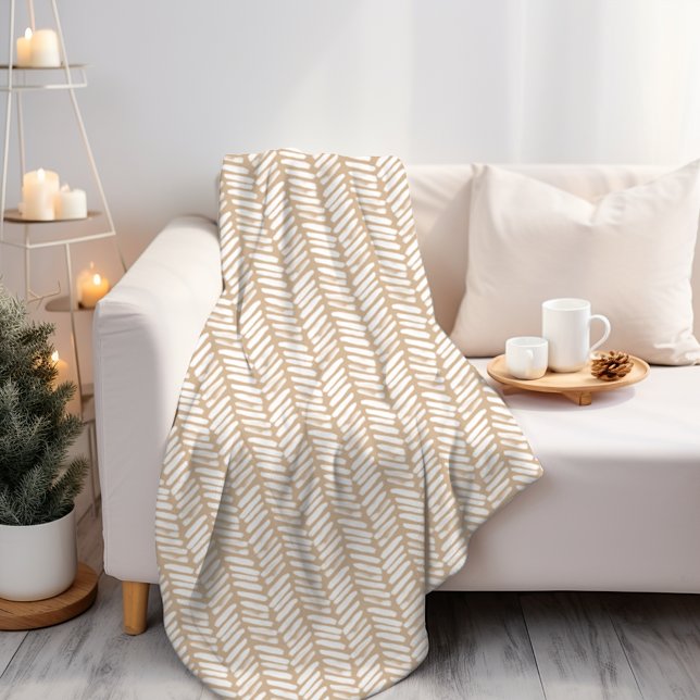 Cobertor De Velo Chic White Beach Sand Beige Brown Abstrato Chevron (Criador carregado)