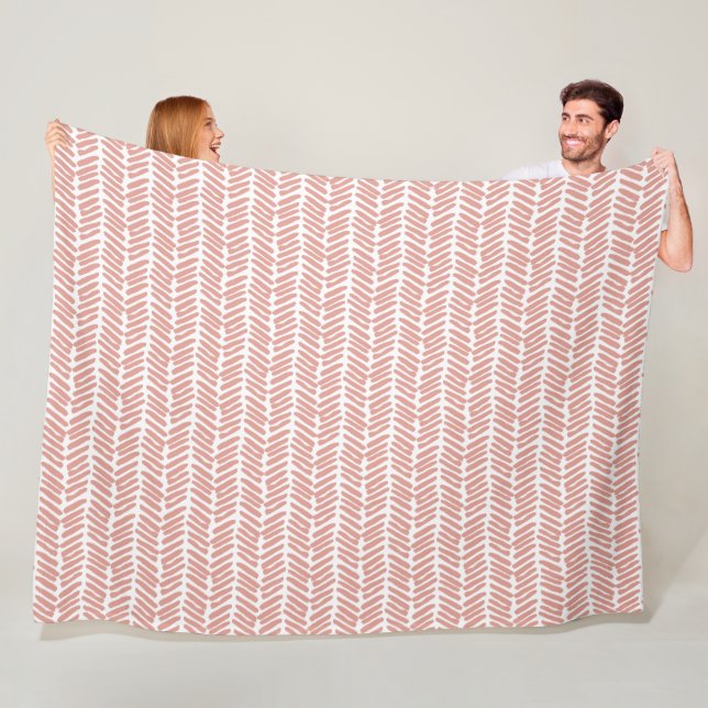 Cobertor De Velo Chic White Coral Blush Abstrato Chevron Arte Rosa (In Situ)
