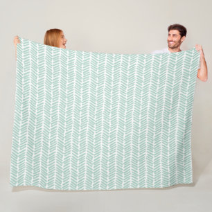 Cobertor De Velo Chic White Seaglass Abstrato Chevron Verde-Seaglas