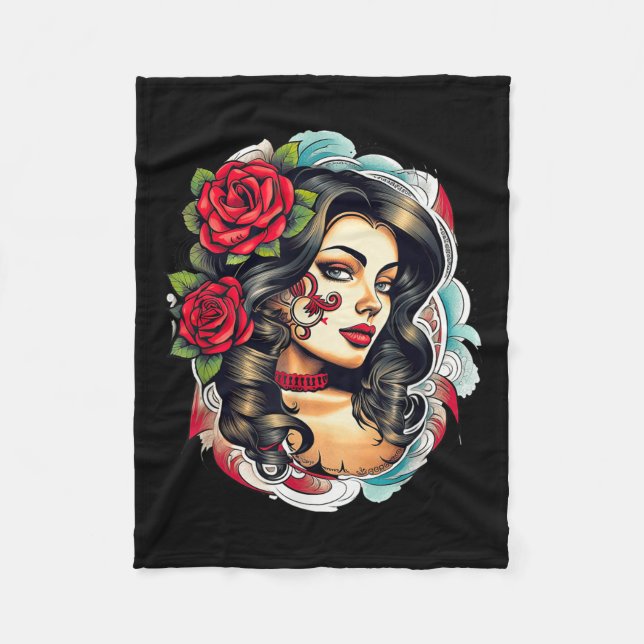 Cobertor De Velo Chicano Chicana La Raza Barrio Tatuagem (Frente)