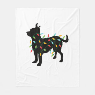 Cobertor De Velo Chihuahua Christmas Lights Xmas Gift for Dog Lover
