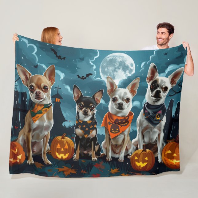 Cobertor De Velo Chihuahua Halloween Assustador (In Situ)