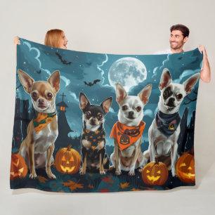 Cobertor De Velo Chihuahua Halloween Spooky