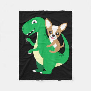 Cobertor De Velo Chihuahua Montado no Dinossauro T-Rex Dino Cachorr