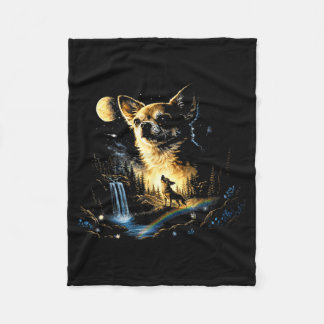 Cobertor De Velo Chihuahua uivando para a lua vintage engraçado