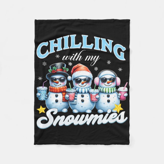 Cobertor De Velo Chillin Com Minhas Neves Engraçado Snowman Natal K (Frente)