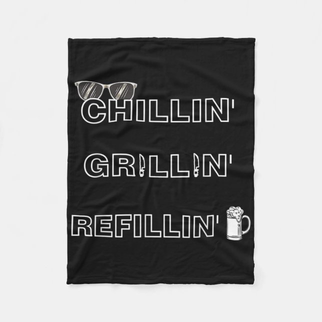Cobertor De Velo Chillin Grillin Refillin Crazy Funny Beer Churrasc (Frente)