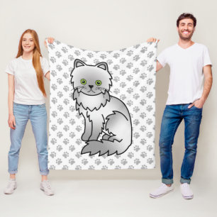 Cobertor De Velo Chinchilla Cinza Pérsica Cartoon Gato e Pinças