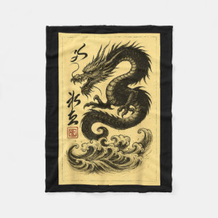 Cobertor De Velo Chinês Antigo Dragão Preto Asiático Japonês Ukiyo-