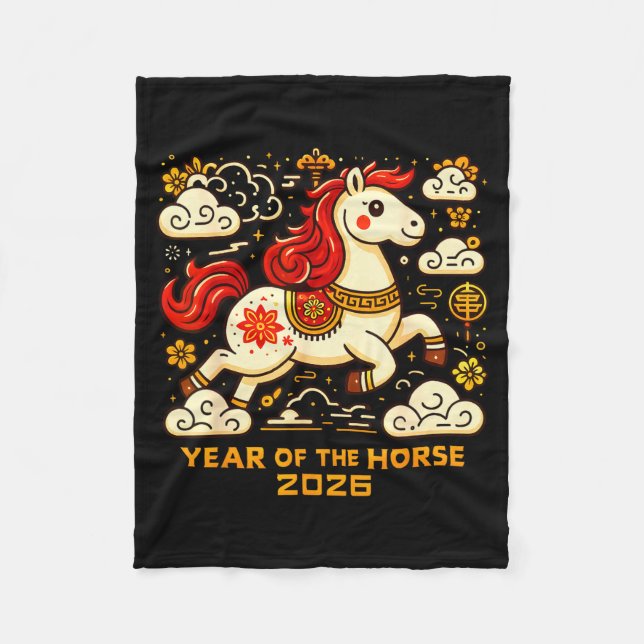 Cobertor De Velo Chinese Zodiac Horse 2026 Lunar New Year Art Gift  (Frente)
