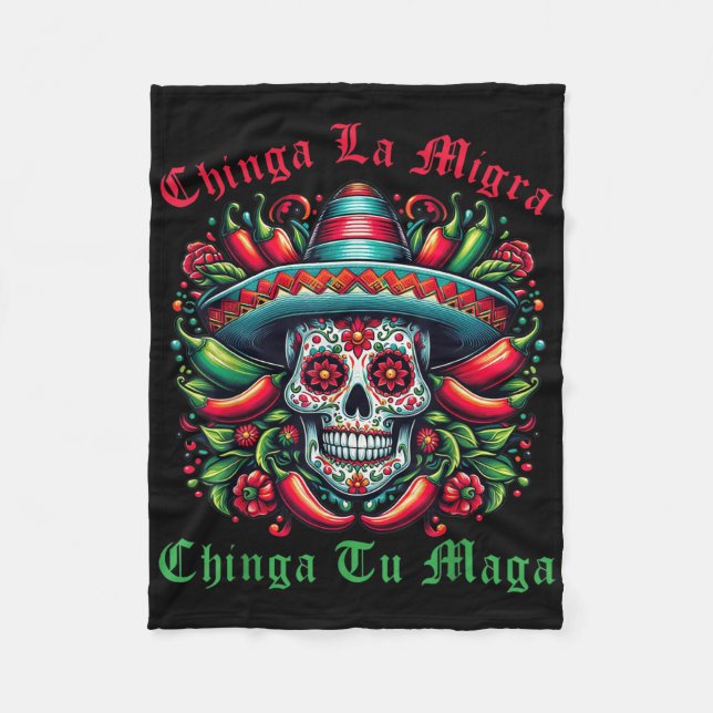 Cobertor De Velo Chinga La Migra Chinga Seu Imigrante Mexicano Dire (Frente)