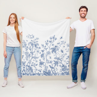 Cobertor De Velo Chinoiserie azul e branca clássica