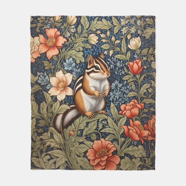 Cobertor De Velo Chipmunk Bonito William Morris Inspirou Floral (Frente)