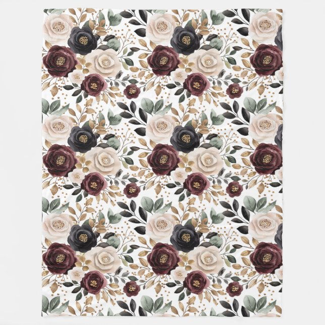 Cobertor De Velo Chique Floral Creme Burgundy   (Frente)