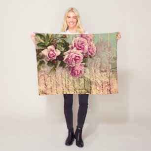 Cobertor De Velo Chique francês do país, chique, rosas cor-de-ros