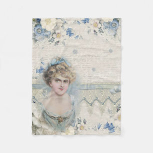 Cobertor De Velo Chique Vintage - Mulher Vitoriana com Flores