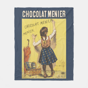 Cobertor De Velo Chocolat Menier Garota Francesa Arte Vintage 1892