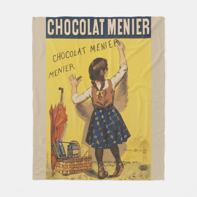 Cobertor De Velo Chocolat Menier Little Girl Escrevendo (Frente)